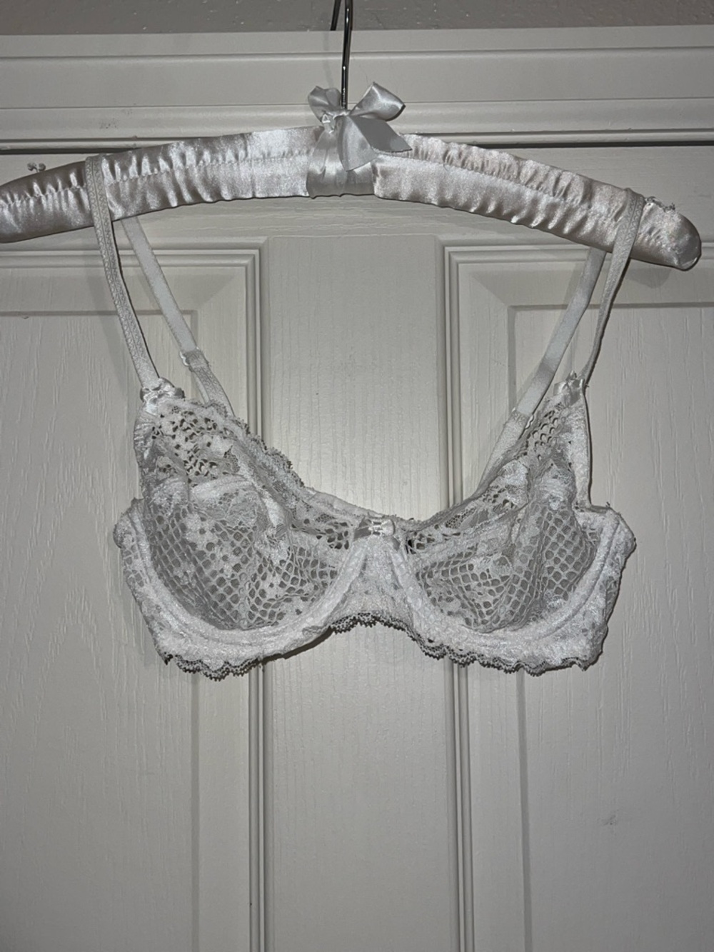 Adore Me Sheer White Lace Underwire Bra with Adjustable Straps